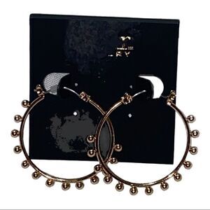 Noir Jewelry Studded Gold-Tone Hoop Leverback Earrings New